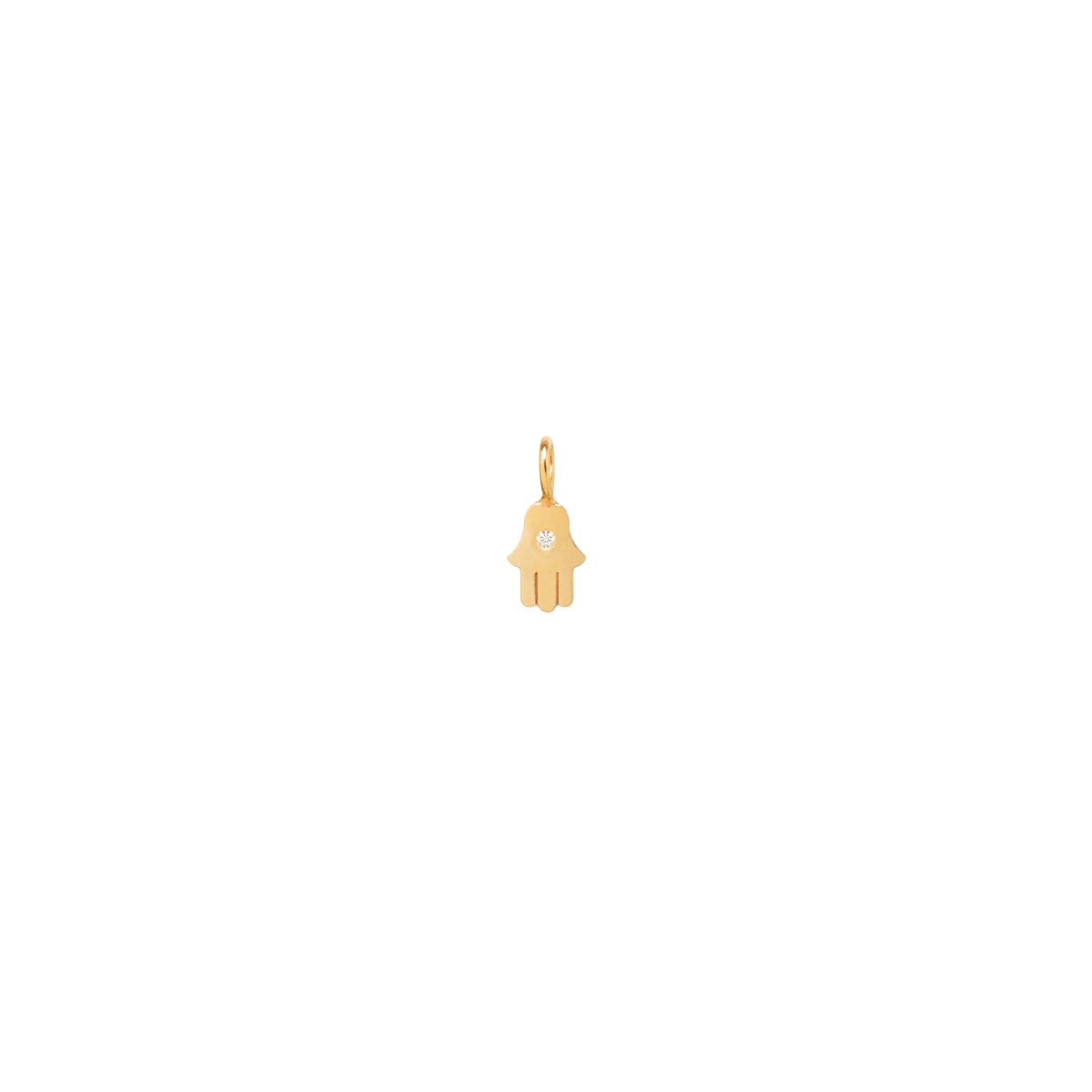 Zoe Chicco gold hand shaped charm with diamond, front view