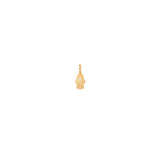 Zoe Chicco gold hand shaped charm with diamond, front view