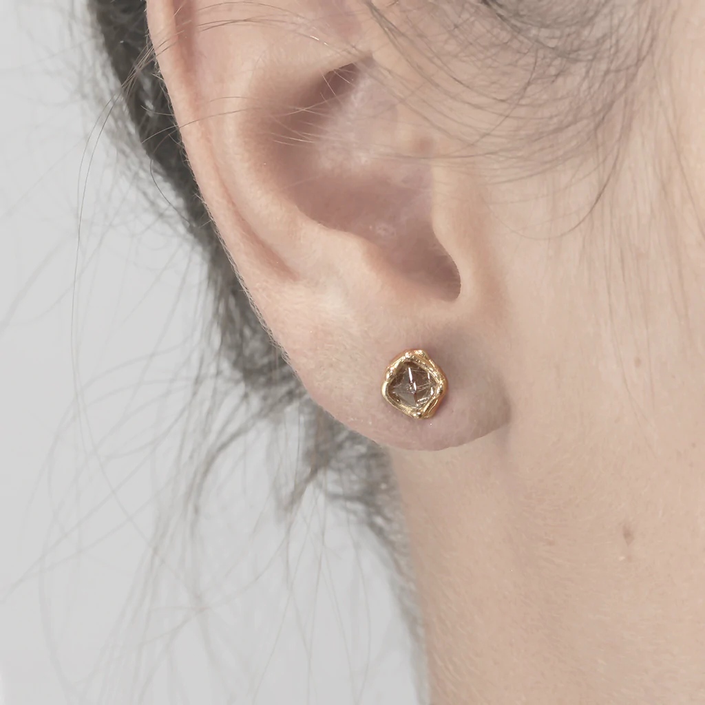 Ruth Tomlinson | Pyramid Raw Diamond Stud Earrings