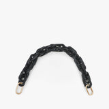 Clare V. black resin chain purse strap, front view