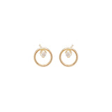 Zoe Chicco gold circle earrings with diamonds, front view