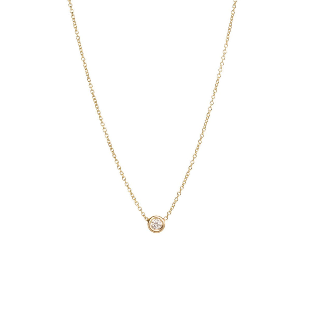 Zoe Chicco gold necklace with diamond, front view