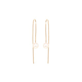 Zoe Chicco gold wire hoop earrings with pearls, front view