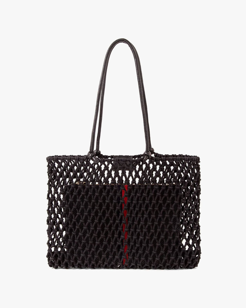 Clare V. black woven bag, front view