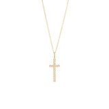 Zoe Chicco gold cross necklace with diamonds, front view
