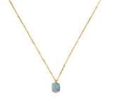 Wwake oval opal pendant gold necklace, front view