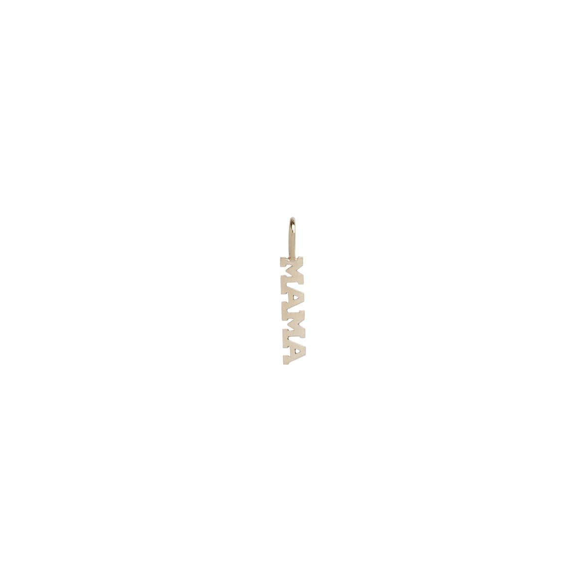 Zoe Chicco white gold mama text charm, front view