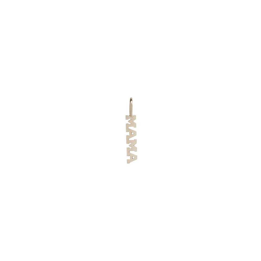 Zoe Chicco white gold mama text charm, front view