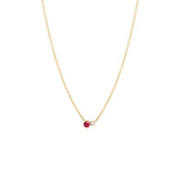 Zoe Chicco gold necklace with diamond and ruby, front view