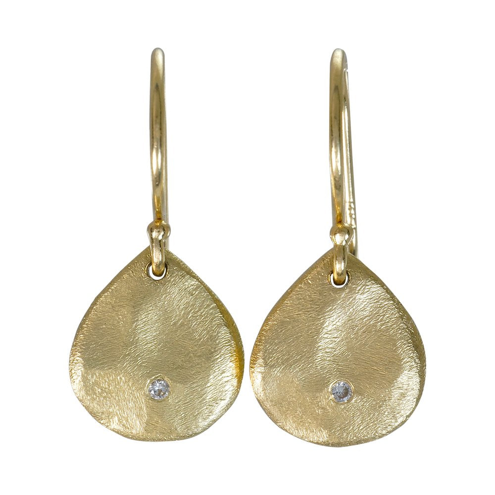 Sarah Swell gold earrings with diamonds, front view