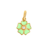 Gigi Clozeau light green and gold flower shaped charm, front view