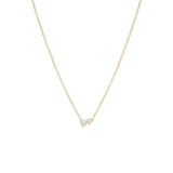 Zoe Chicco gold necklace with 2 diamonds, front view