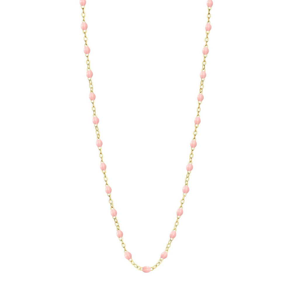 Gigi Clozeau light pink and gold beaded necklace, front view