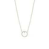 Zoe Chicco white gold circle necklace with diamond, front view