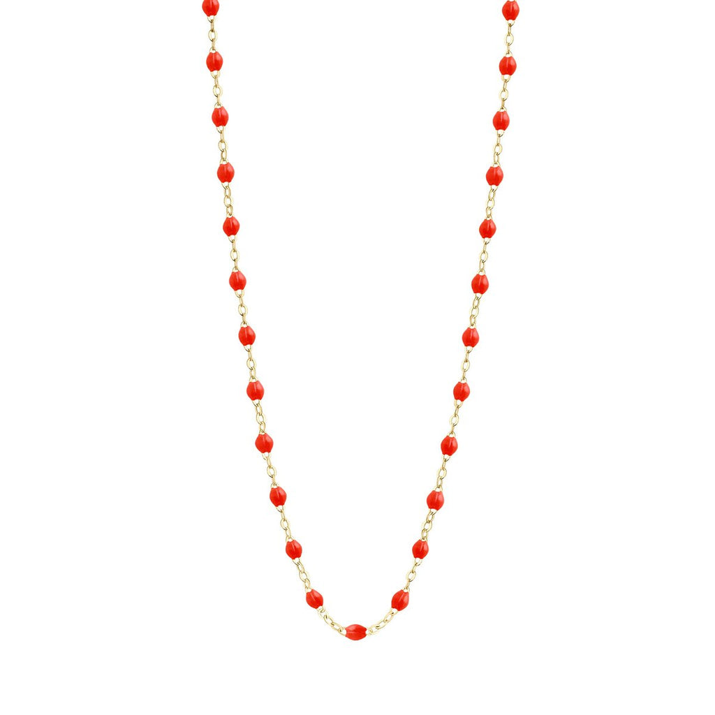 Gigi Clozeau bright red and gold beaded necklace, front view