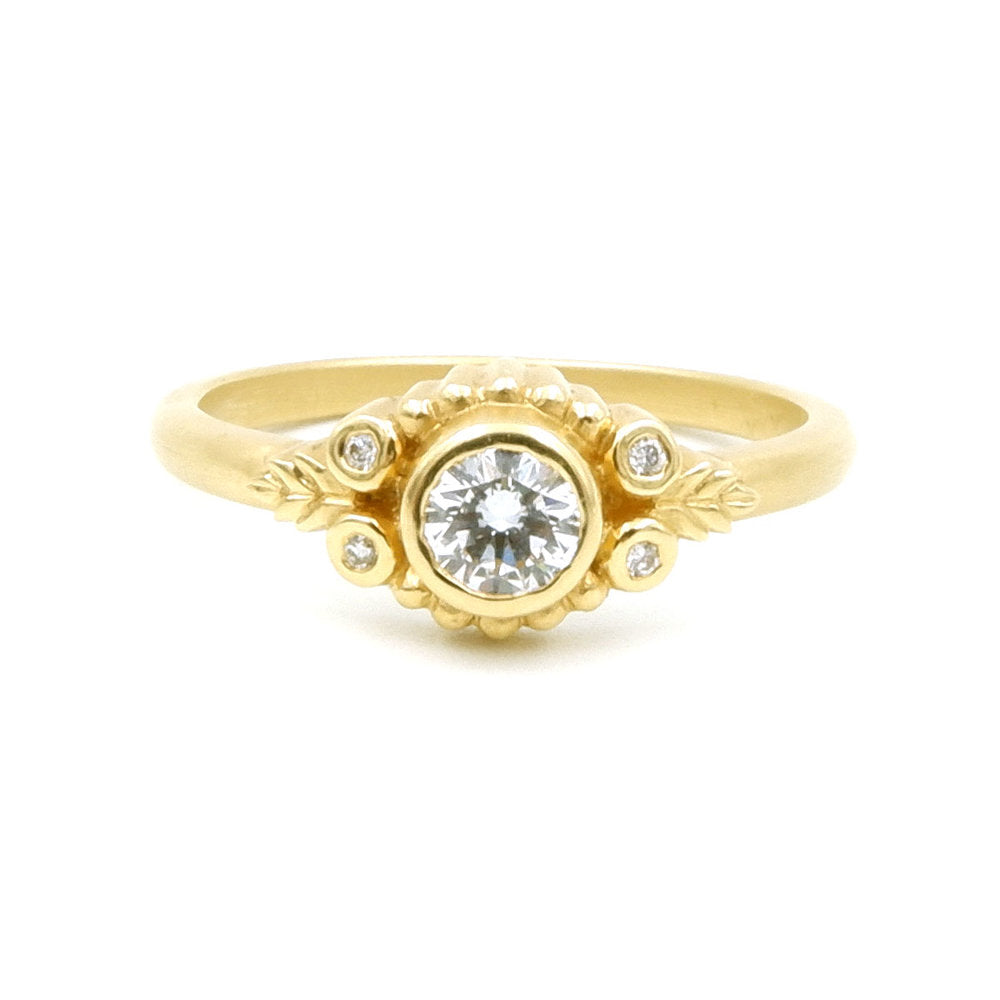 Megan Thorne gold ring with diamonds, front view