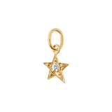 Gigi Clozeau gold star shaped charm with diamond, front view