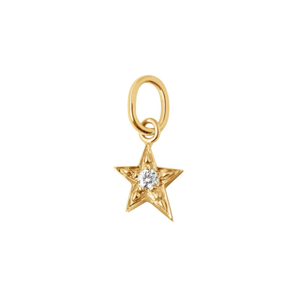 Gigi Clozeau gold star shaped charm with diamond, front view