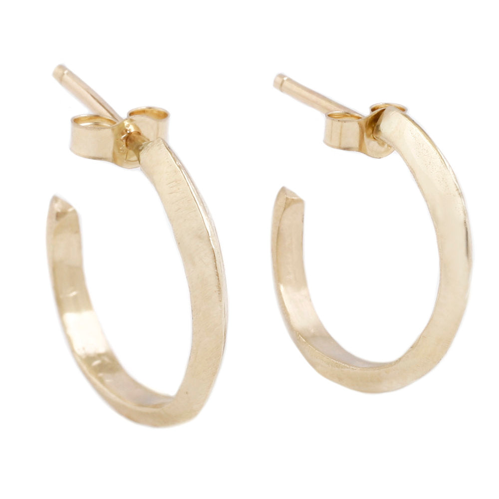 Adeline gold hoop earrings, angled front view