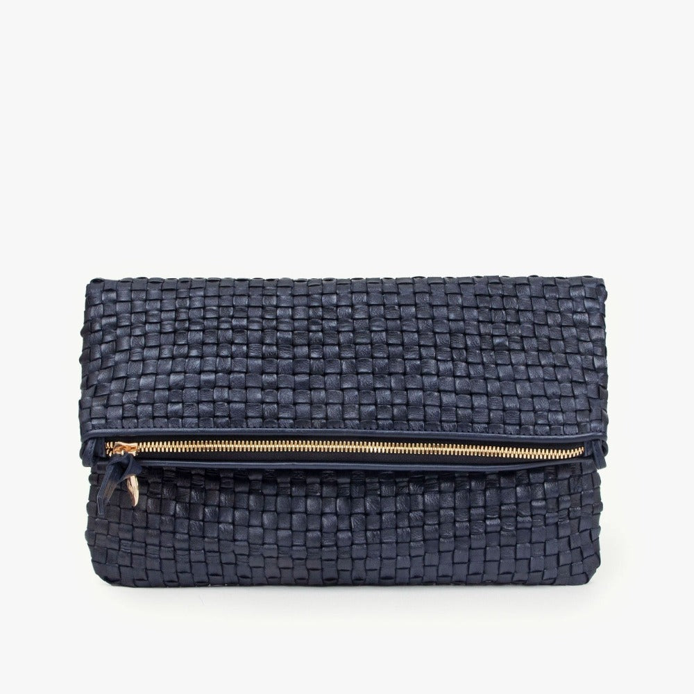 Clare V. | Foldover Clutch with Tabs, Woven Checker Twilight