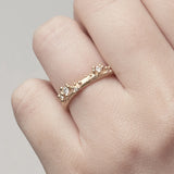 Ruth Tomlinson | 14k Half Round Band with Diamonds and Granules