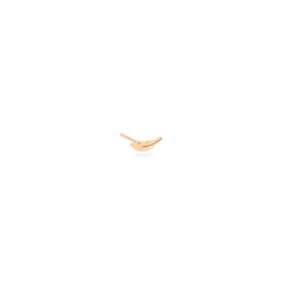 Zoe Chicco gold feather stud earring, angled front view
