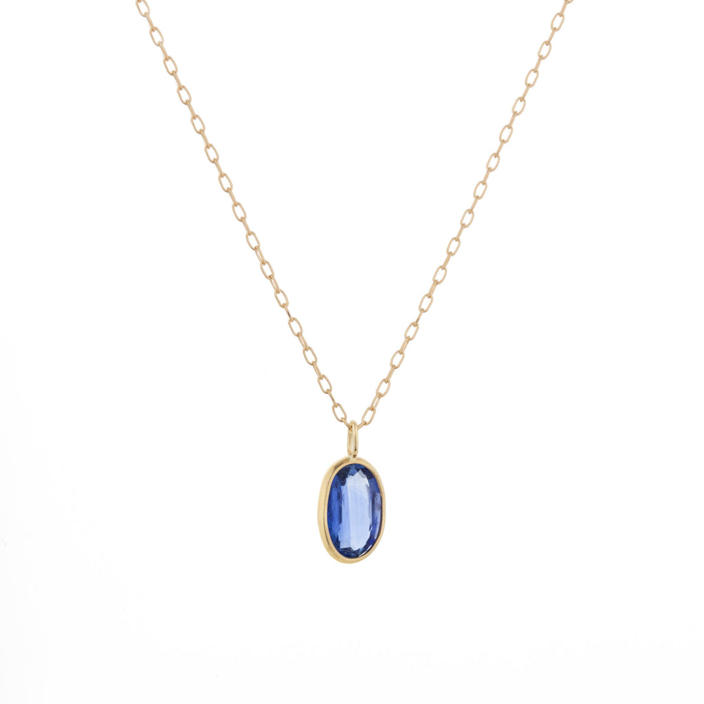 Celine D'aoust gold necklace with kyanite, front view