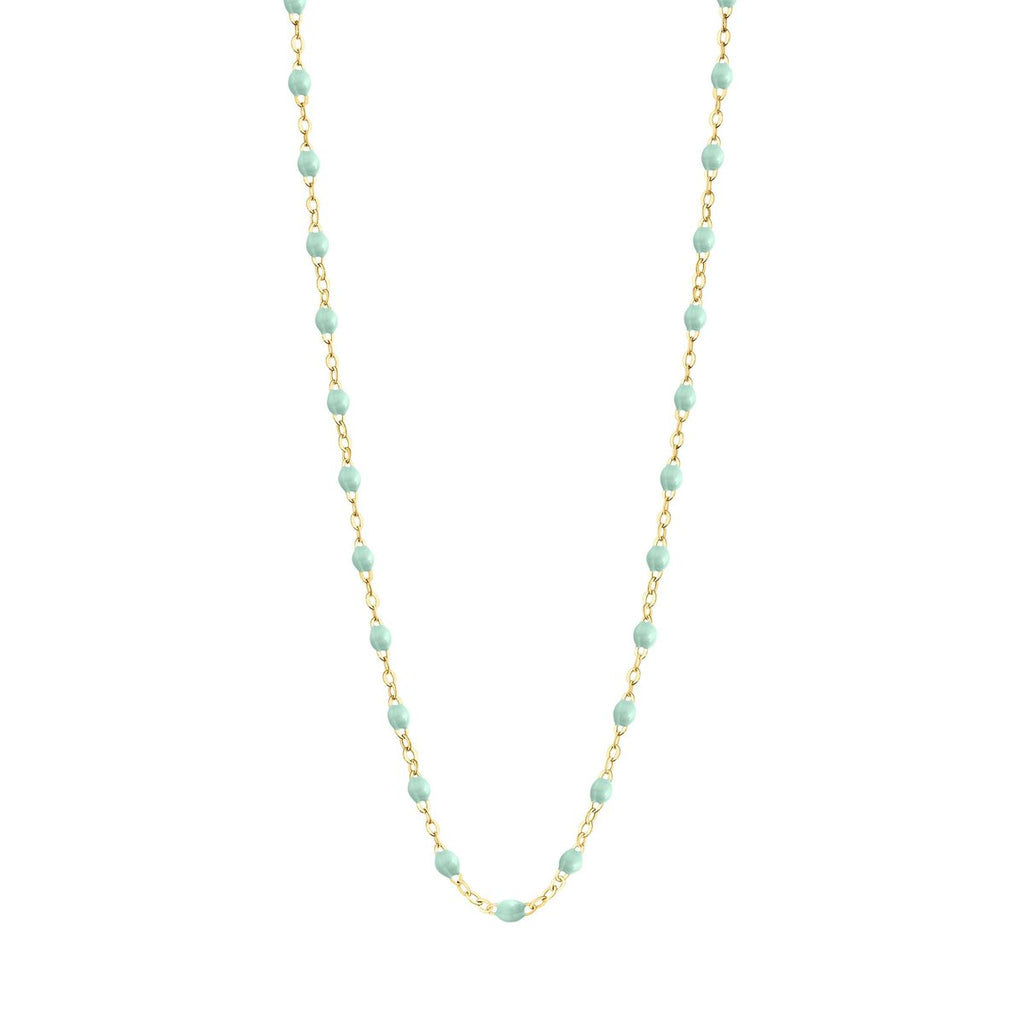 Gigi Clozeau light green and gold beaded necklace, front view