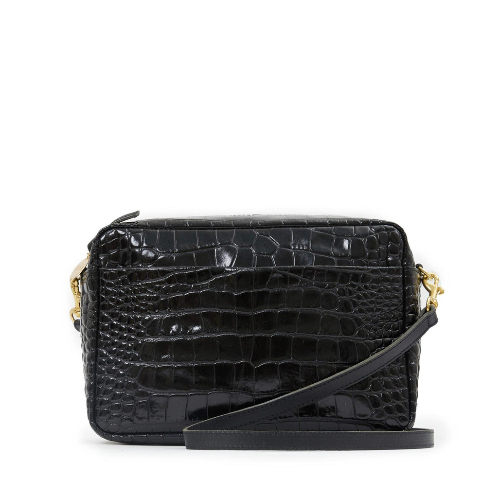 Clare V. black leather purse, front view