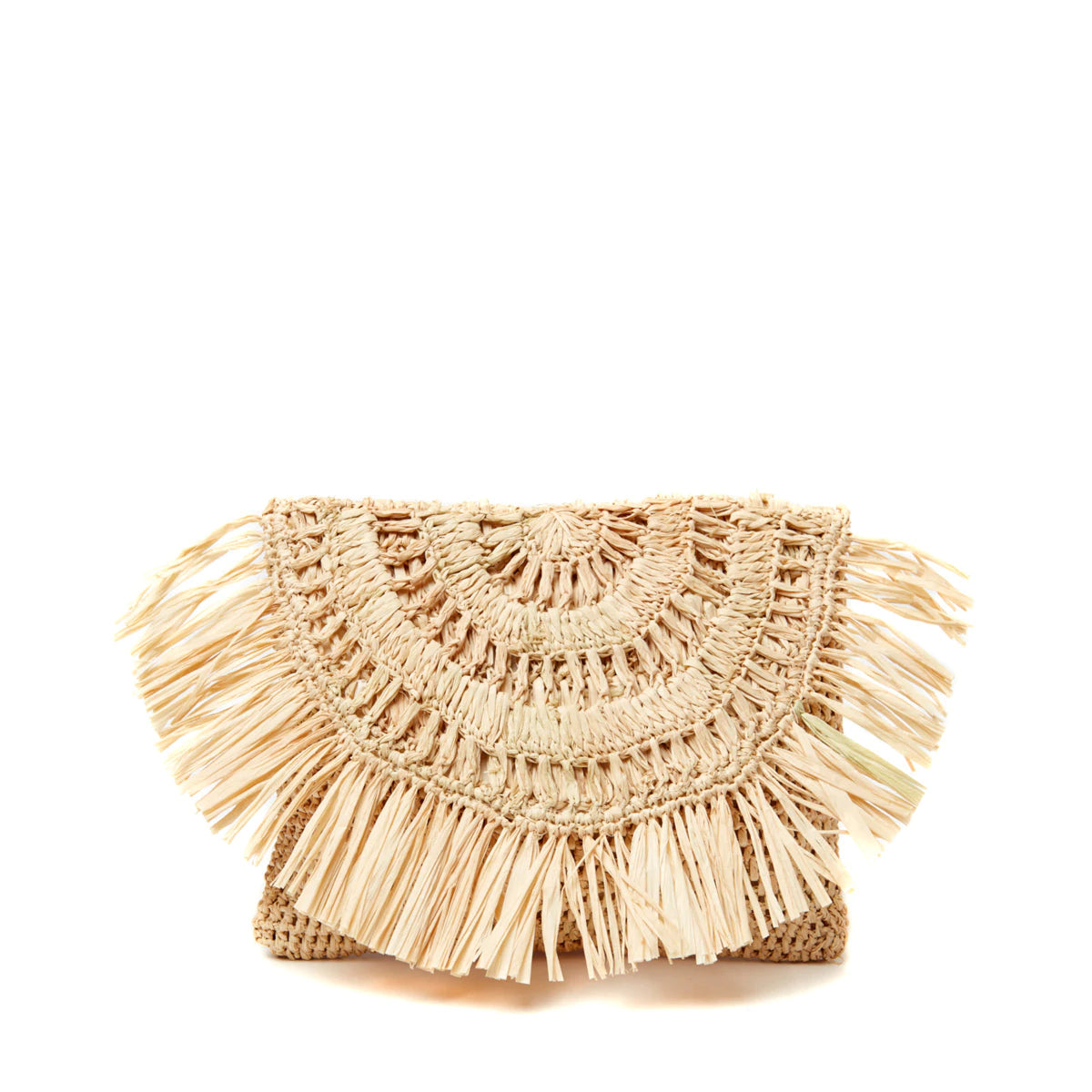 Mar Y Sol cream woven raffia pouch, front view
