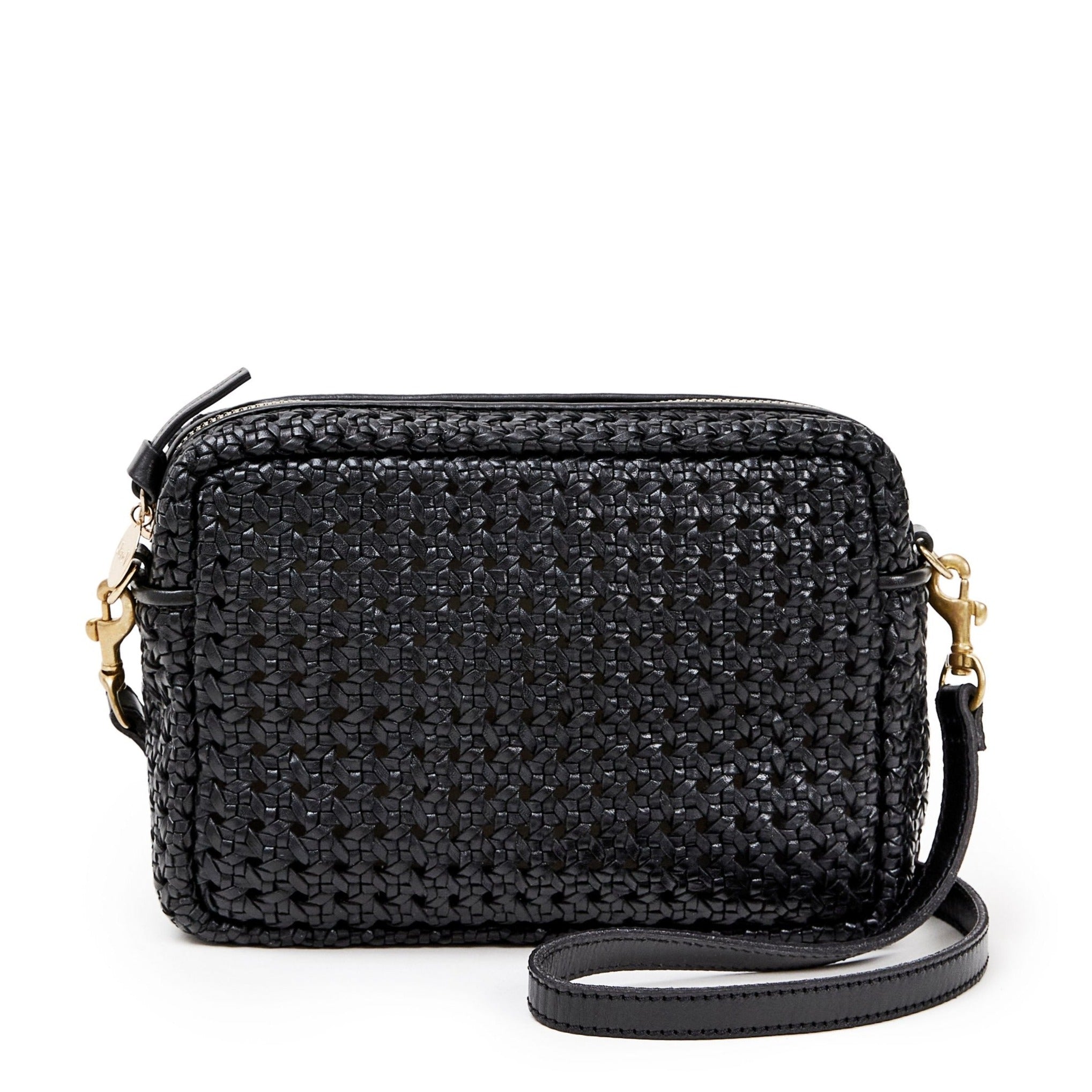 Clare V. Midi Sac Woven Leather Crossbody Bag in Natural