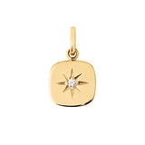 Gigi Clozeau gold square charm with star design and diamond, front view