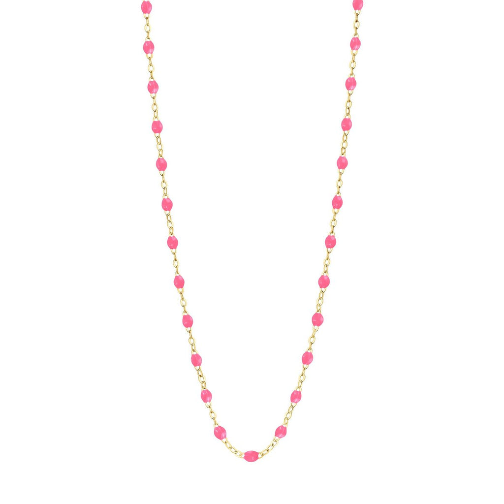 Gigi Clozeau pink and gold beaded necklace, front view