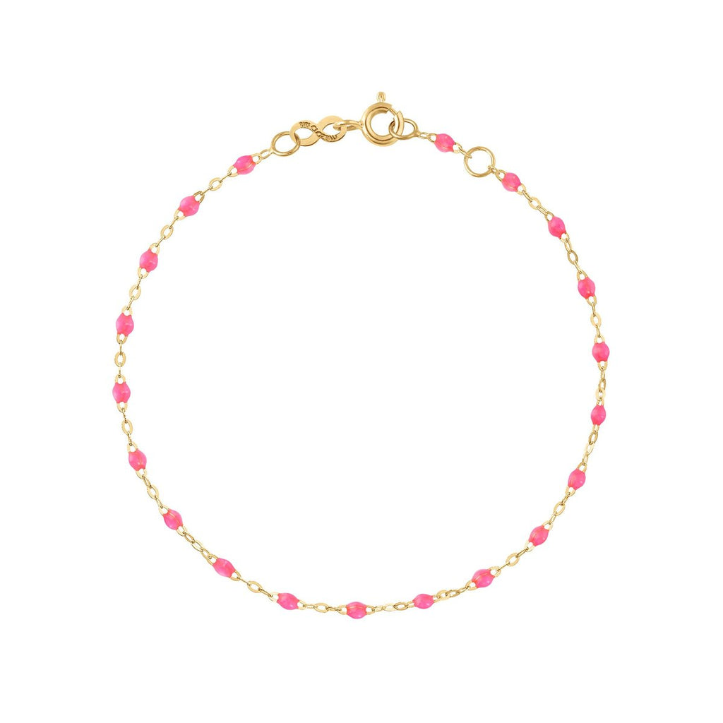 Gigi Clozeau pink and gold beaded bracelet, top view