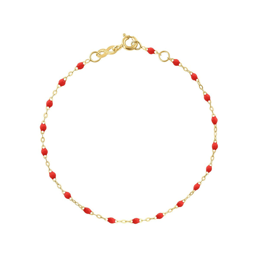 Gigi Clozeau red and gold beaded bracelet, top view