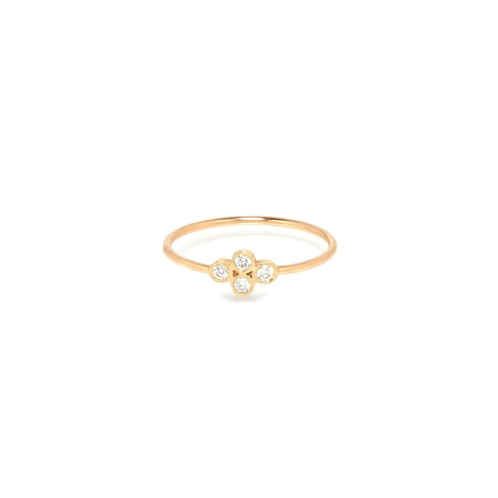 Zoe Chicco gold ring with 4 diamonds, front view