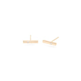 Zoe Chicco gold bar stud earrings with diamonds, angled front view