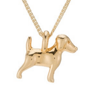 Ariel Gordon gold dog charm, side view