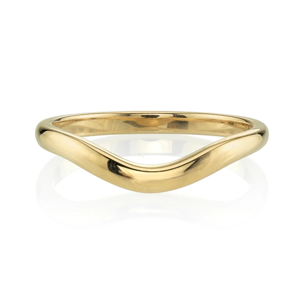 Single Stone gold curved band, front view
