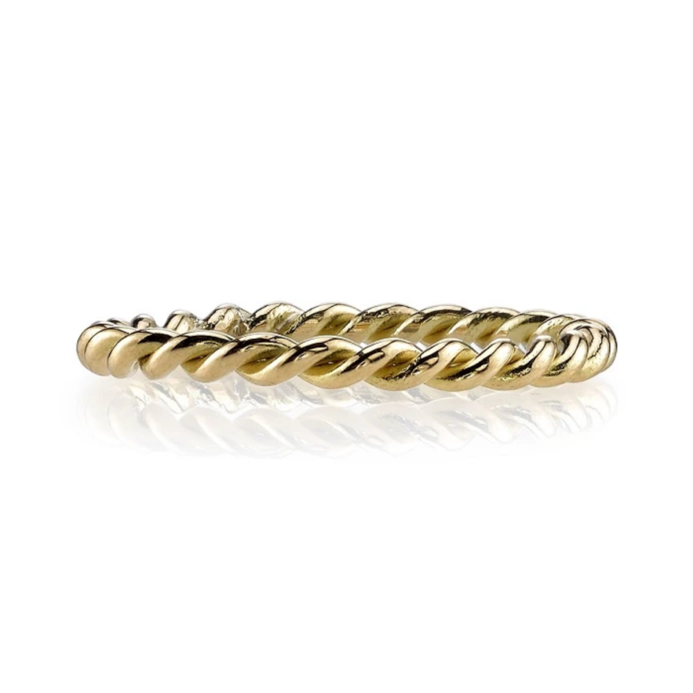 Single Stone gold twisted band, front view