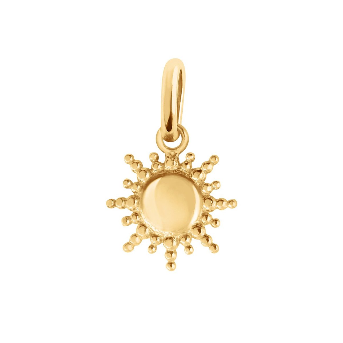 Gigi Clozeau gold sun shaped charm, front view