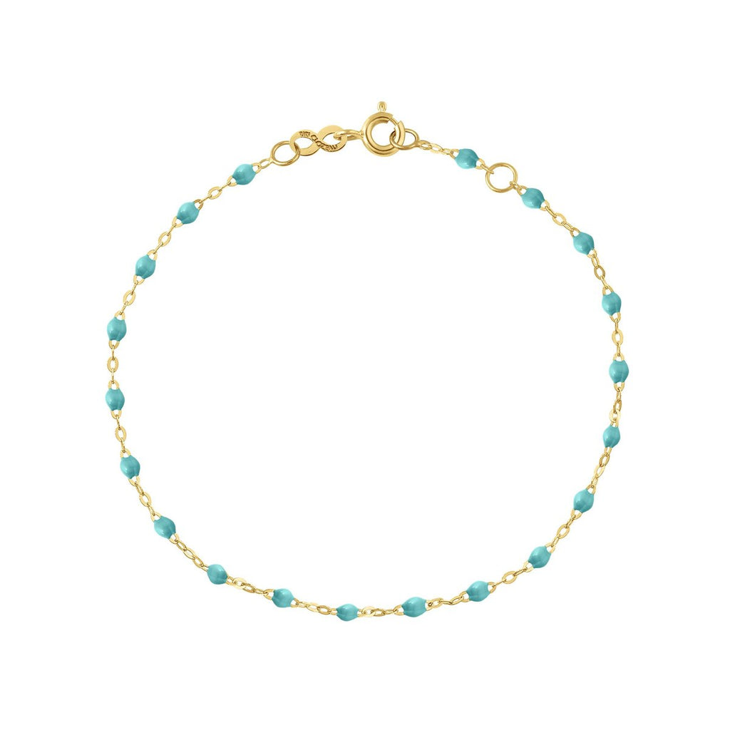Gigi Clozeau Turquoise and gold beaded bracelet, top view