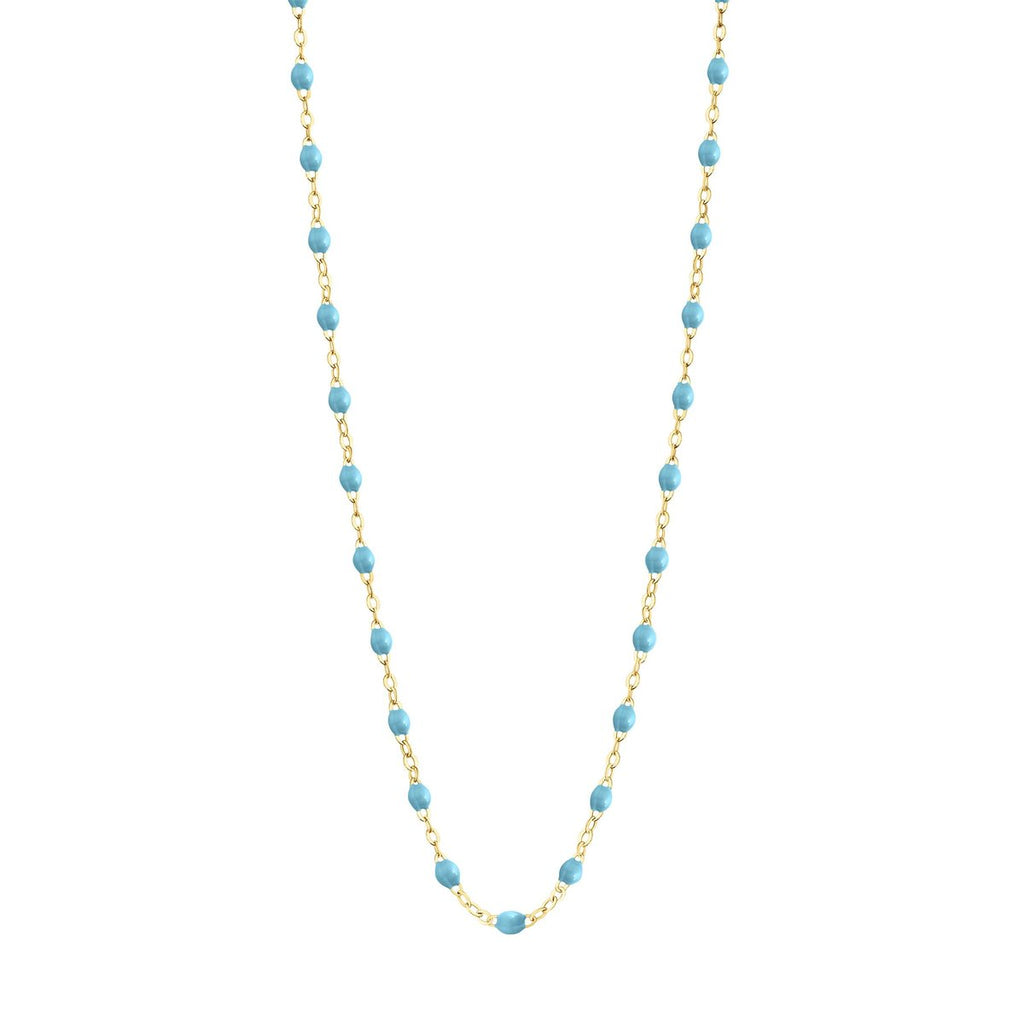 Gigi Clozeau turquoise and gold beaded necklace, front view