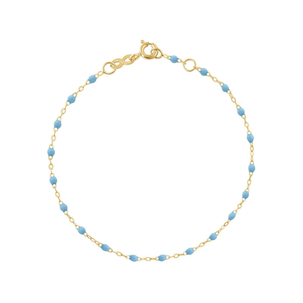 Gigi Clozeau turquoise and gold beaded necklace, top view