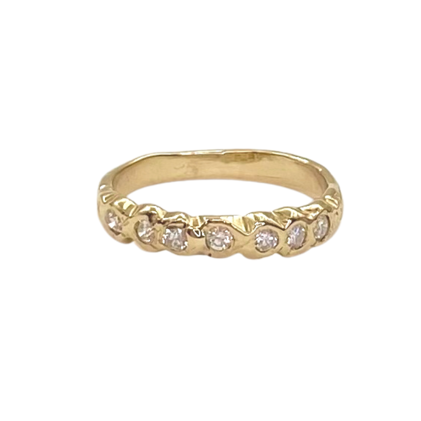 Communion by Joy gold band with diamonds, front view