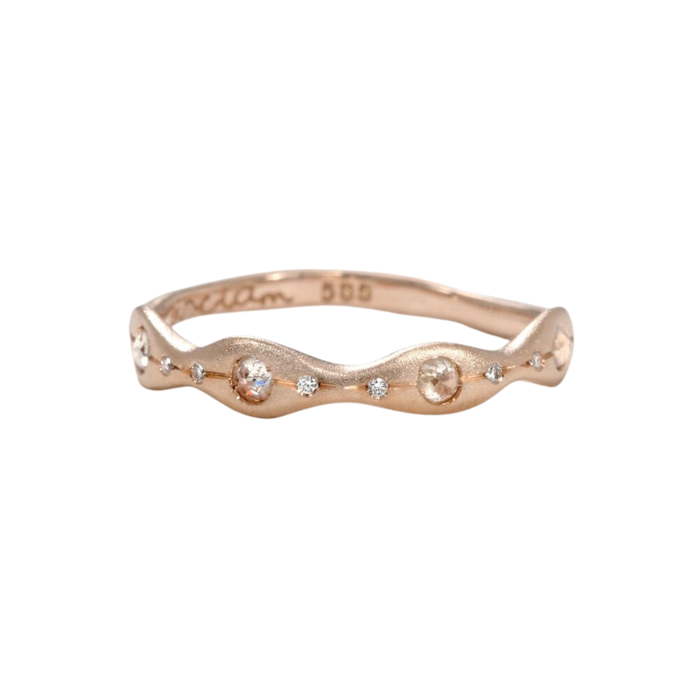 Sirciam rose gold band with diamonds, front view