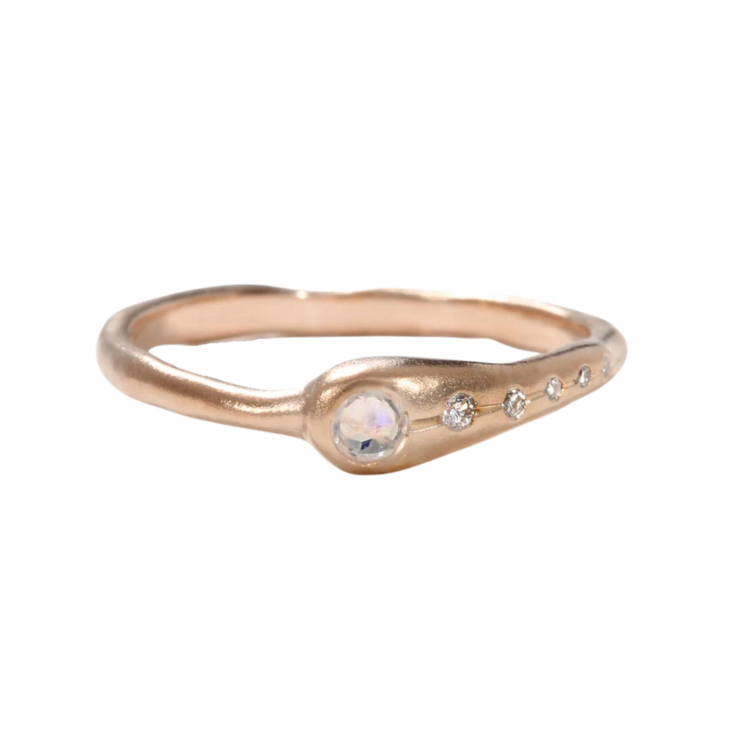 Sirciam rose gold band with diamonds, front view