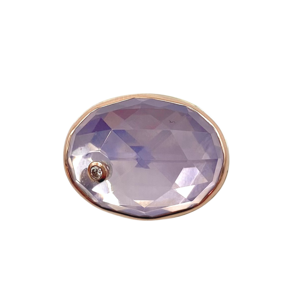 Jamie Joseph amethyst ring with gold, silver and diamond, front view
