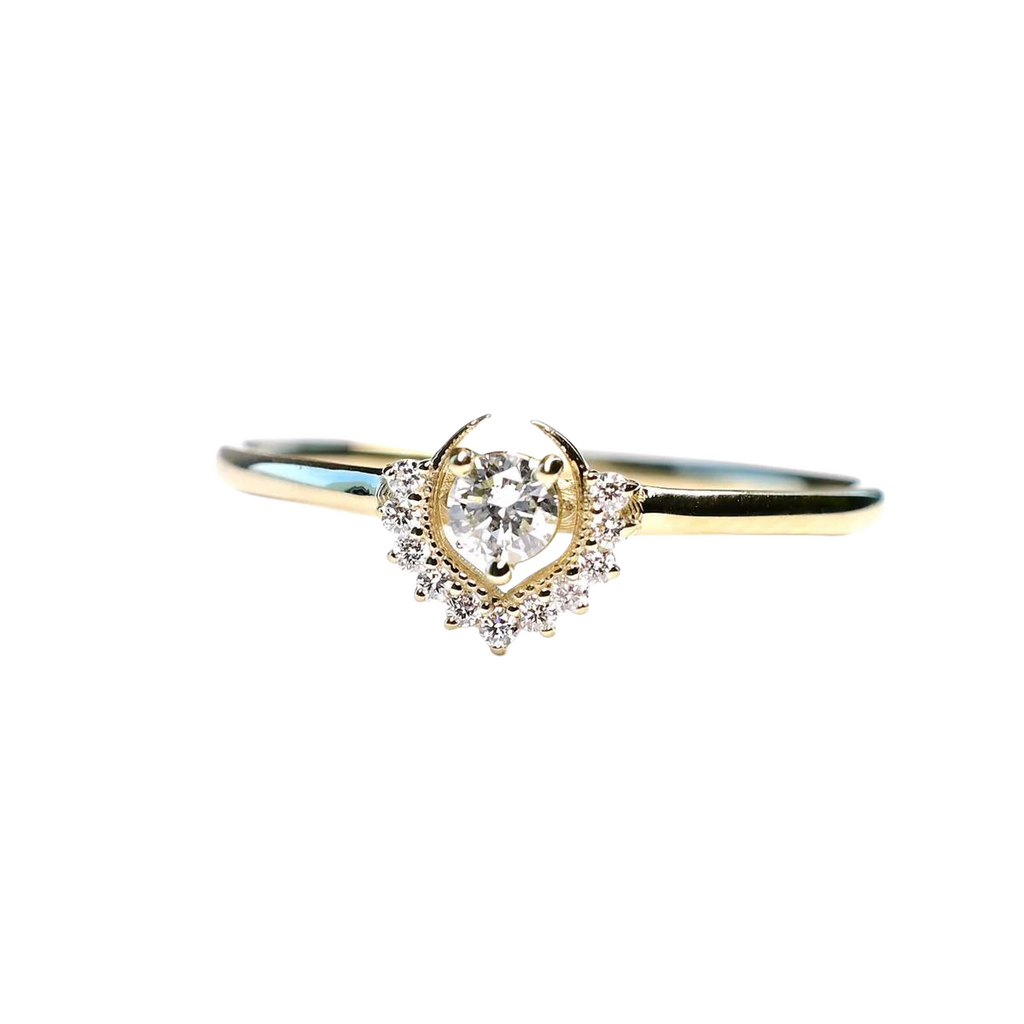 Miarante gold ring with diamonds, front view