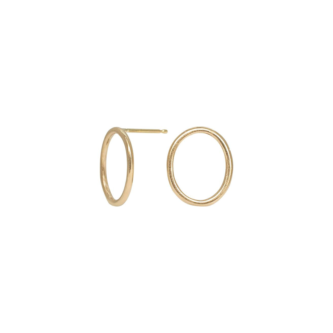 Small Open Oval Wire Stud Earrings